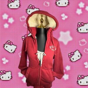 Y2K Vintage Abercrombie & Fitch Red Fleece-Lined women’s Jacket